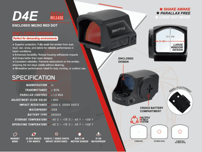 Hovedbilde D4E Enclosed Micro Red Dot Optic. Skoptic
